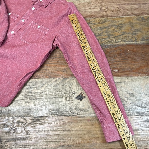 Old Navy Shirt Mens L Red Slim Fit Linen Blend Button Down Long Sleeve Shirt - Picture 6 of 9